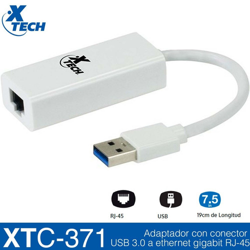 Adaptador Xtc-371 Usb 3.0 A Rj45 Gigabit Ethernet Icb Techno