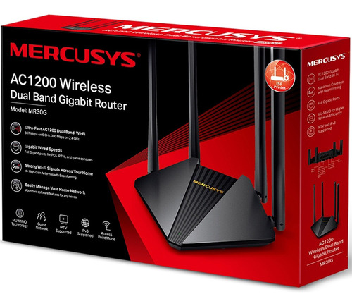 Router Wifi Mercusys Mr30g Ac1200 Dualb Fibra Óptica Gigabit