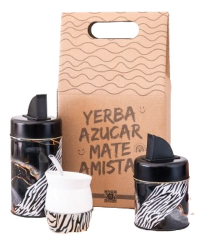 Negro C/linea Cebra Combo Mate Box Marmolado + Packaging