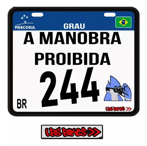 Placa Personalizada Mercosul P/Bike Novo Modelo Escrita Grau - LBS