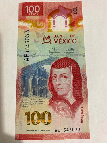 Billete De 100 Pesos Sor Juana Serie Ae - Nuevo