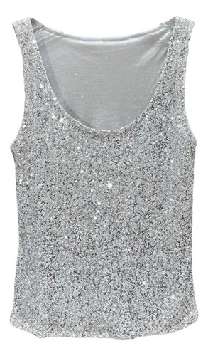 Camiseta Sin Mangas Con Lentejuelas Para Mujer