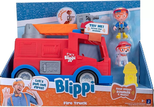 Camión De Bomberos Blippi Original Con Sonido + 2 Figuras