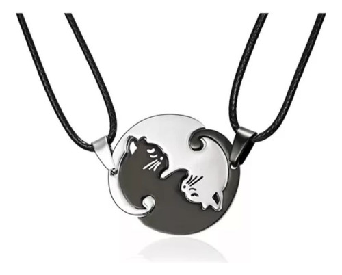 Collar Pareja Gatitos Kawaii Ying Yang Diseños Regalo