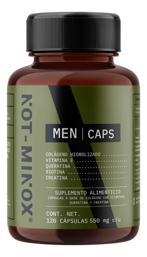 Imagen 6 de 6 de Cápsulas Not Minox Hombre Cabello Barba Biotina Creatina Sabor Neutral