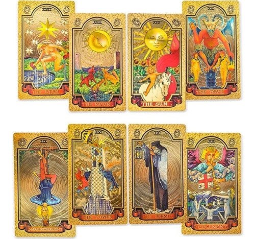 Cartas De Tarot 78 Lujosas Láminas De Tarot Doradas, De Pvc