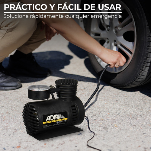 Compresor De Aire Mini Batería Portátil Adir 658 350 Psi 1 Manómetro Color Negro Negro