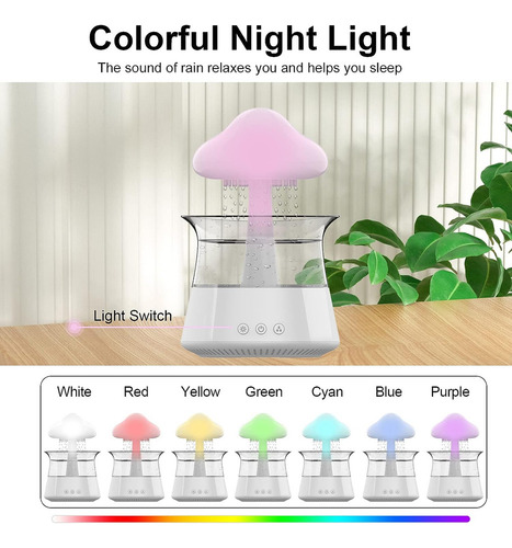 R Umidificador De Ar Chuva Nuvem Luz Noturna Aromaterapia