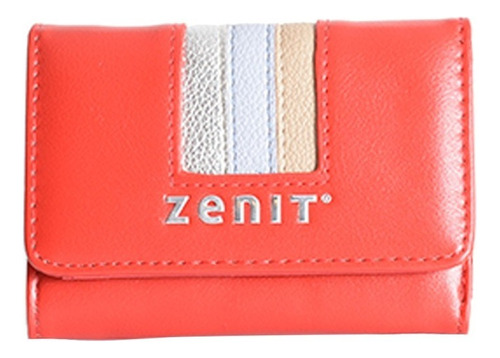 Billetera Monedero Dama Mujer Con Broche 3 Rayas - Zenit Color Rojo