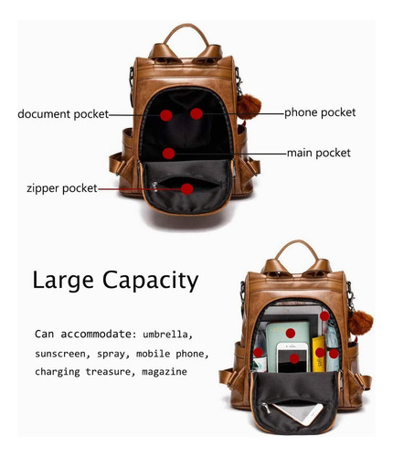 Mochila Mujer Moda Impermeable Antirrobo Bolsa Para Mujer 1