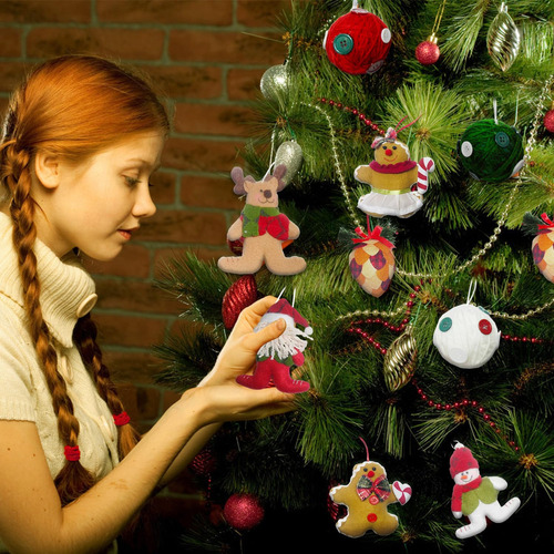 10 Pcs Adornos Navideños Para Arbol, Muñecos De Peluche