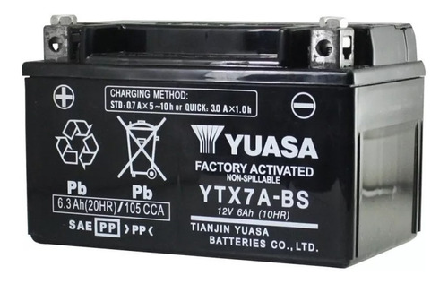 Bateria Moto Yuasa Ytx7a Bs Avant An125 