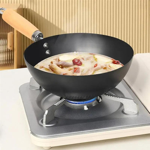 Sartén Wok De Fondo Plano, Olla De 20cm, Antiadherente Sin
