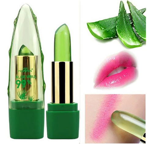 Lápiz labial J Lip Gloss Aloe Gel Jelly, temperatura vegetal C 352, color verde