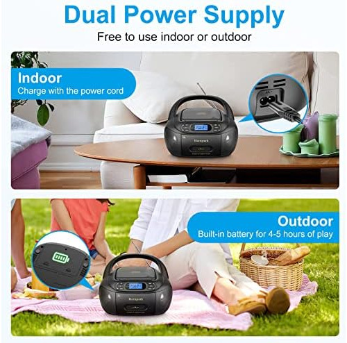 Reproductor De Cd Portátil Con Bluetooth, Hernpark Boombox R