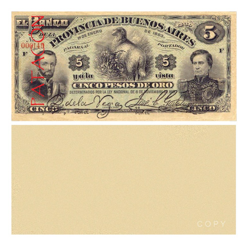 Billete 5 Pesos De Oro 1883 Buenos Aires - Copia 538