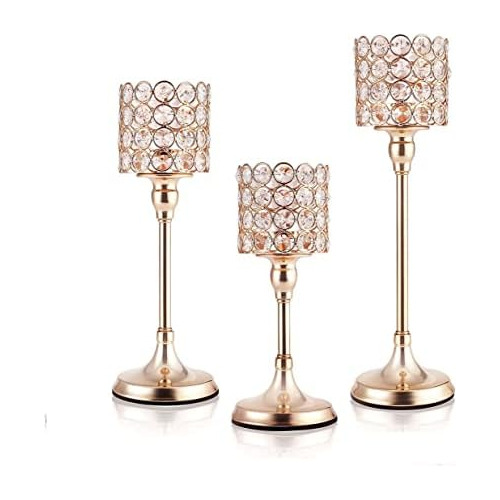 Portavelas, Juego De 3 Candelabros De Cristal Ideal Dec...