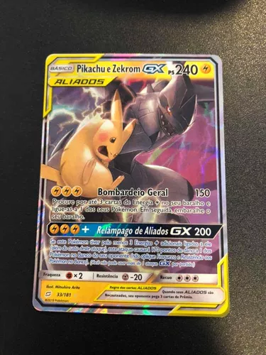 Pikachu E Zekrom GX Pokémon Carta Em Português 33/181