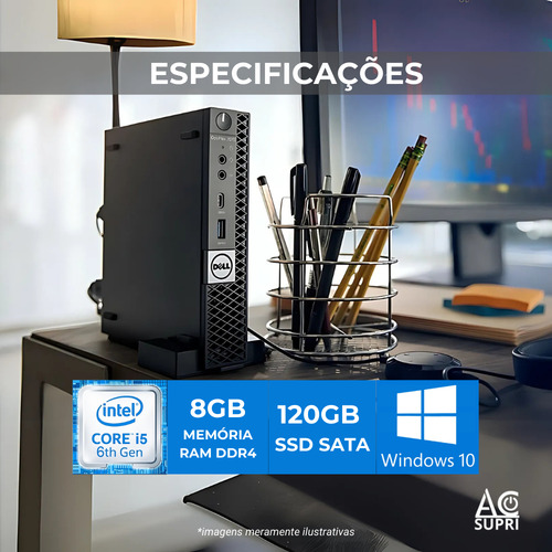 Mini Pc Dell Core I5 6°gen 8gb 120gb W10 Kit Teclado E Mouse