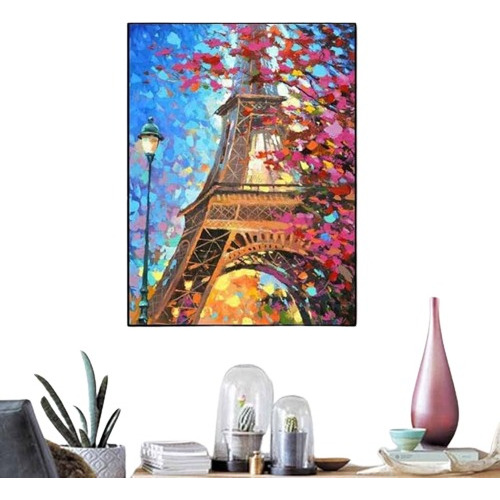 Pintura De Diamantes Intermedio 20x30cm, Torre Eiffel