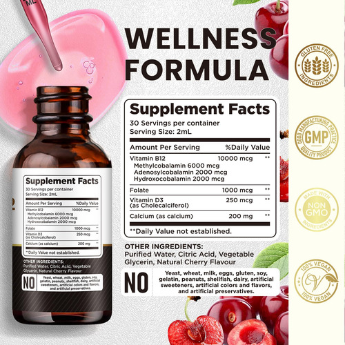 Dilib Complejo Vitamina B12 10000 Mcg Gotas Líquidas Cereza