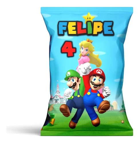 Bolsas Para Sorpresitas Chips Bags Mario Bros. 10 Unid- K