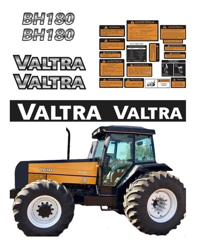 Kit Adesivos Trator Para Valtra Bh180 + Etiquetas 17730 Cor Preto