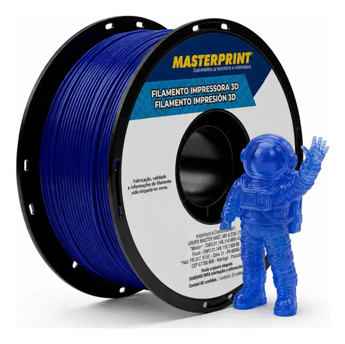 Filamento De Impressora 3d Petg 1,75mm 1kg Masterprint Azul Translucido