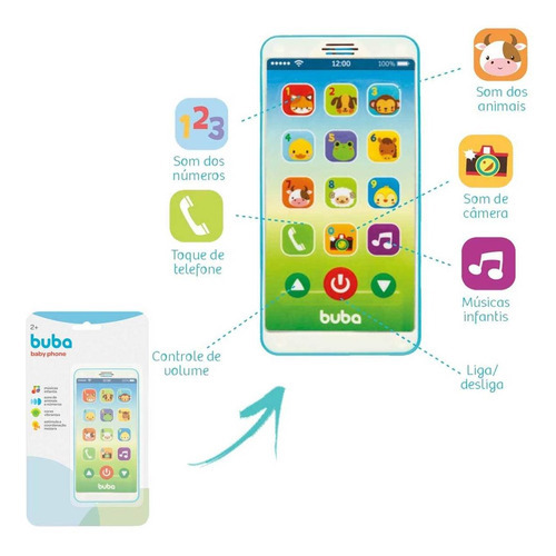Brinquedo Musical P/ Baby Telefone Celular Phone Crianças Cor Azul