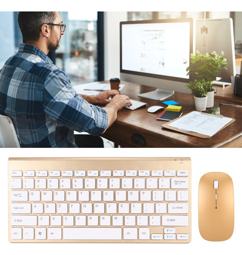 Kit Teclado Y Mouse Inalambrico Fino Silencioso Impermeable