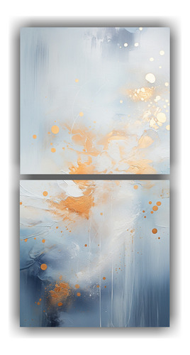 120x60cm Cuadro Abstracto Blanco Con Oro Y Cobre Flores