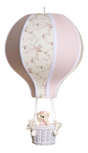 Lustre Balão Grande Rosa Com Ursinha Quarto Bebê Infantil