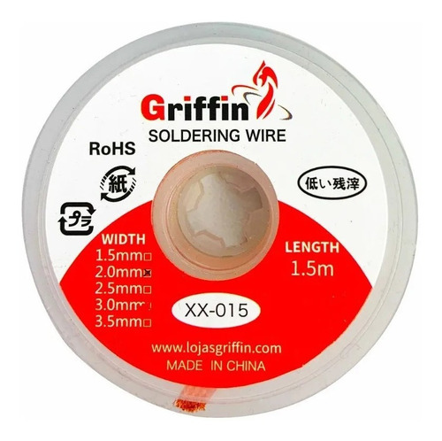 Malha Dessoldadora Griffin Xx015 2,0mm 1,5m Pavio Tira Solda