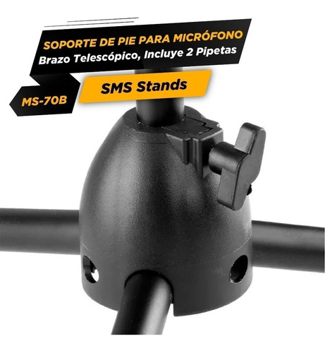 Imagen 4 de 5 de Pie De Microfono Doble Jirafa / Recto Con Pipeta Sms Ms70b