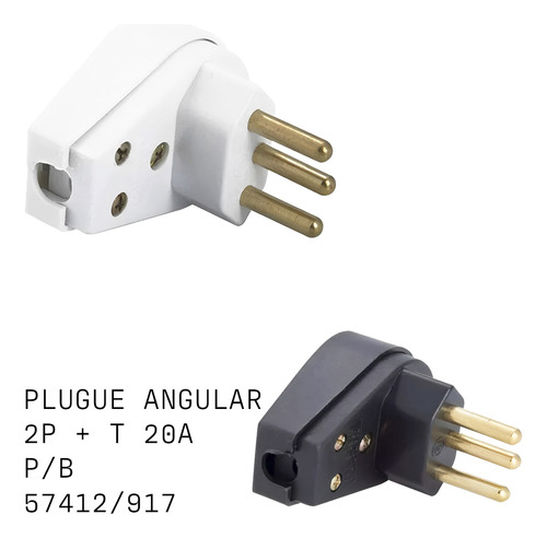 Plugue Angular 2p + T 20a P/b Preto Ou Branco - 57412/917