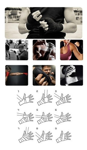 Imagen 4 de 7 de Par Vendas Boxeo 5 Mts. Con Enganche Pulgar 5cm Ancho Crazy