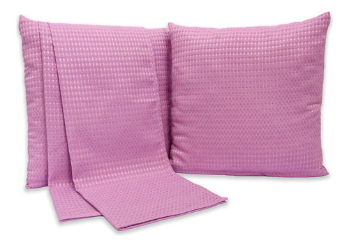 Kit 1 Peseira Queen Piquet Favinho + 2 Capas 40cm X 40cm Cor Rose Desenho Liso