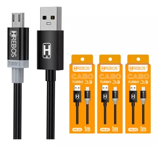 Kit 3 Cabo Usb Turbo Para Samsung Galaxy S3 S4 S5 S6 S7 A7