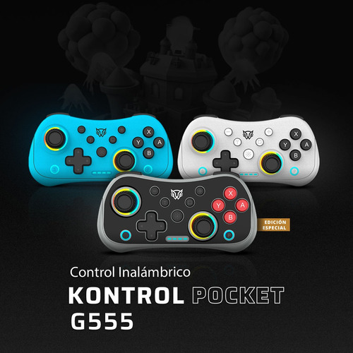 Control Inalambrico Kontrol Pocket G555 Rgb Recargable Azul