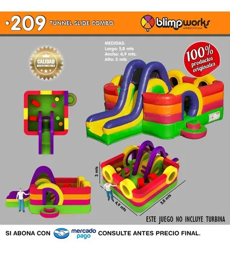 Inflable Combinado C/ Tobogan Y Obstáculos (cod 209)
