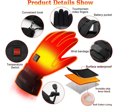 Guantes Calefactables Recargables Con Batería Eléctrica Para