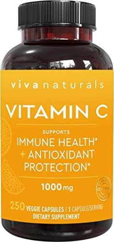 Vitamina C Viva Naturals 1000mg - 250 Cápsulas Vegetarianas.