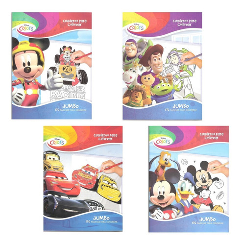 Imagen 1 de 5 de Libros Jumbo P/ Colorear Paquete Disney Iluminar Infantiles