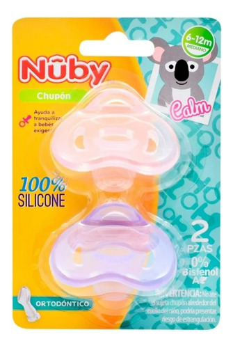 Chupon De Silicon Nuby Ortodontico 2pz 6-12 Meses