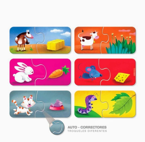 Imagen 2 de 5 de Rompecabeza Puzzle De Asociacion ¿qué Comen Los Animales?