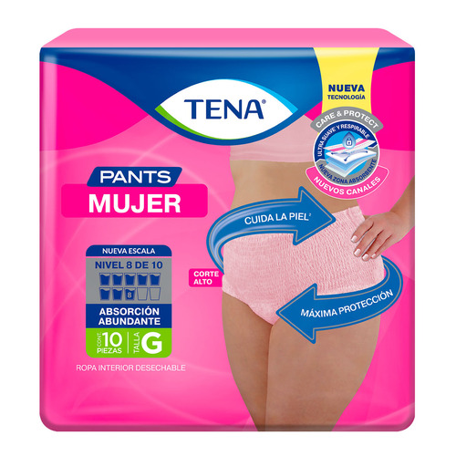 Ropa interior desechable Tena pants mujer talla G 10 piezas