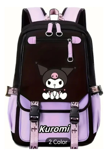 Mochila Kuromi Y Cinnamoroll Negro Liso