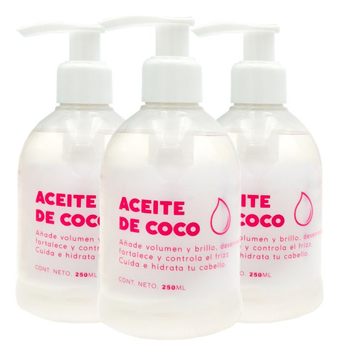 Kit 3 Aceite De Coco Eva Essence 250 Ml Hidratación Profunda