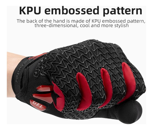 Guantes Rockbros Largos De Invierno Ciclismo Con Pads De Gel Negro Y Rojo Xl