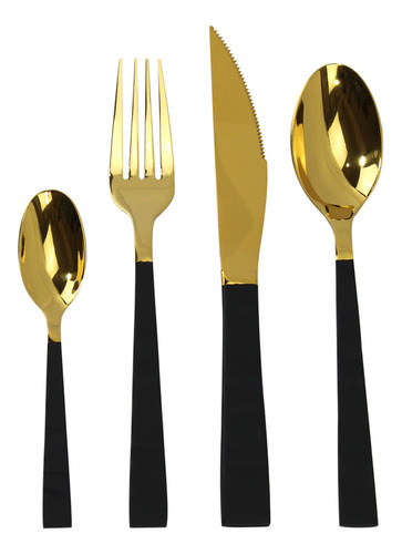 Set De 24 Cubiertos Dorado